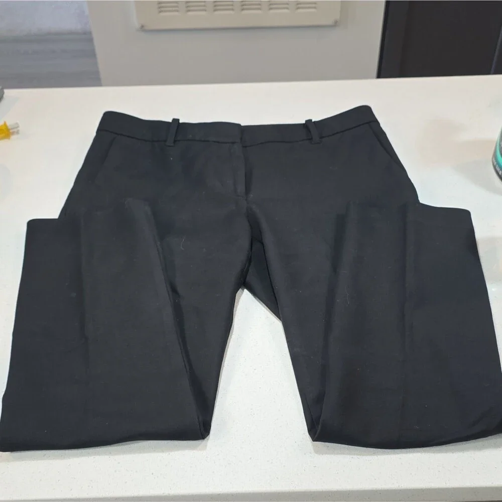 Ann Taylor Black Solid Dress Pants Cotton/Poly/Elastane Stretch Straight Leg - Picture 1 of 5